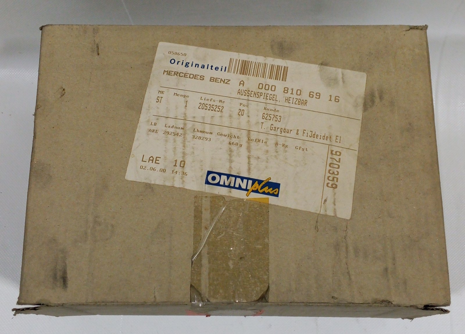 A 000 810 69 16 Mercedes-Benz Exterior Mirror Heated Genuine OEM