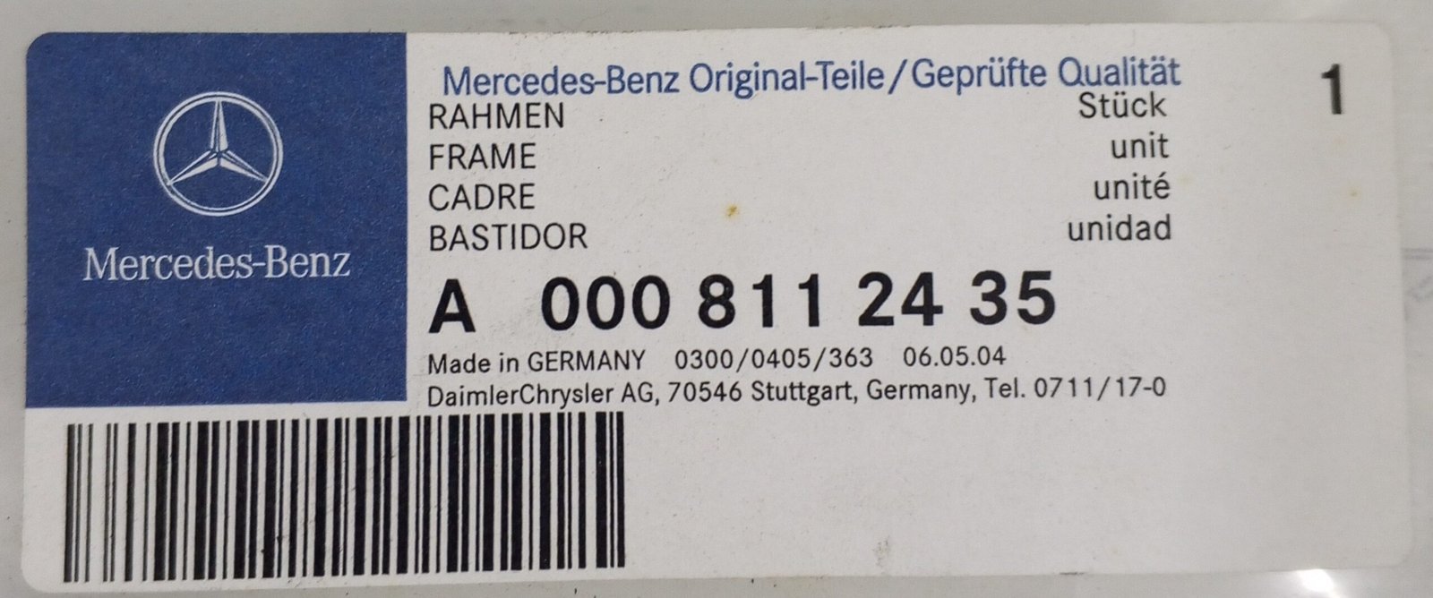 A 000 811 24 35 Mercedes-Benz Frame Genuine OEM - Image 4