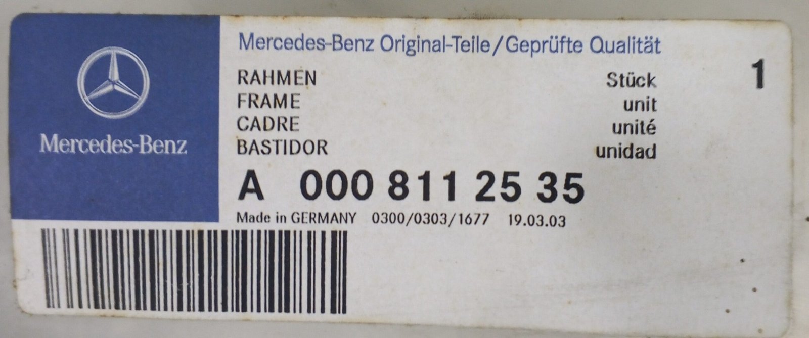 A 000 811 25 35 Mercedes-Benz Frame Genuine OEM - Image 4