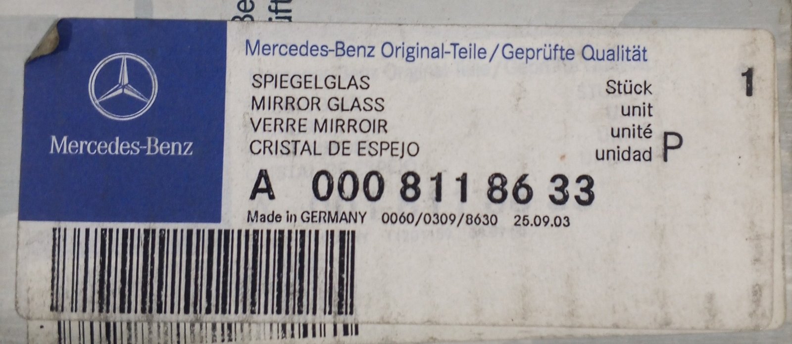 A 000 811 86 33 Mercedes-Benz Mirror Glass Genuine OEM - Image 4