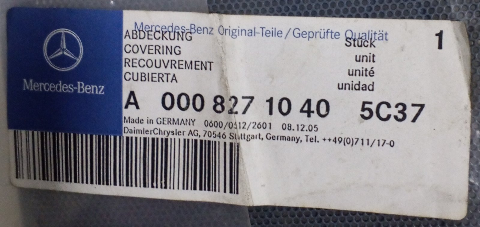 A 000 827 10 40 Mercedes-Benz Covering Genuine OEM - Image 4