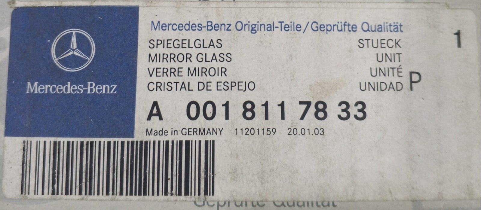 A 001 811 78 33 Mercedes-Benz Mirror Glass Genuine OEM - Image 4