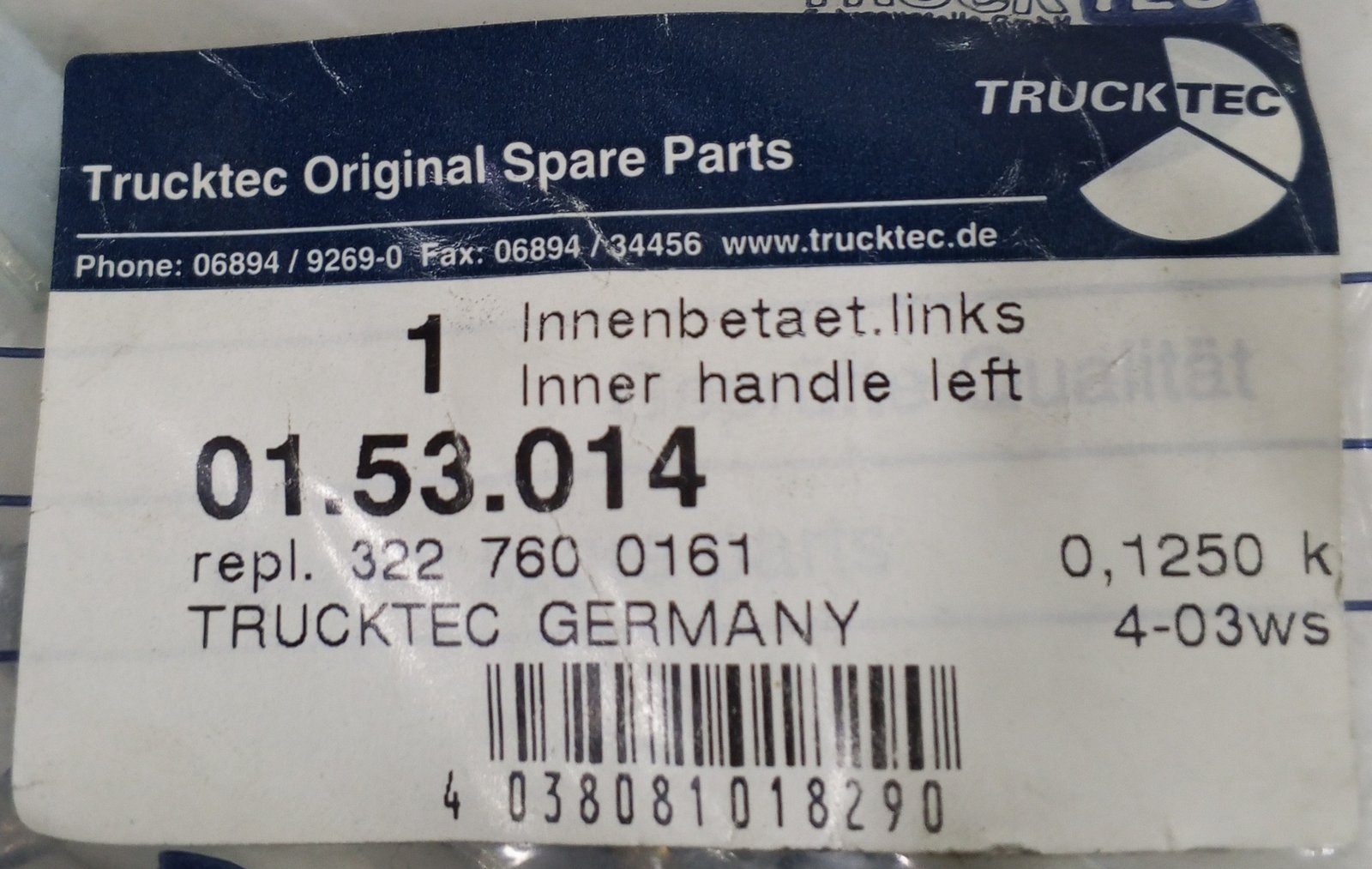 A 322 760 01 61 Trucktec 01.53.014 Inner Door Handle Left Mercedes-Benz - Image 4