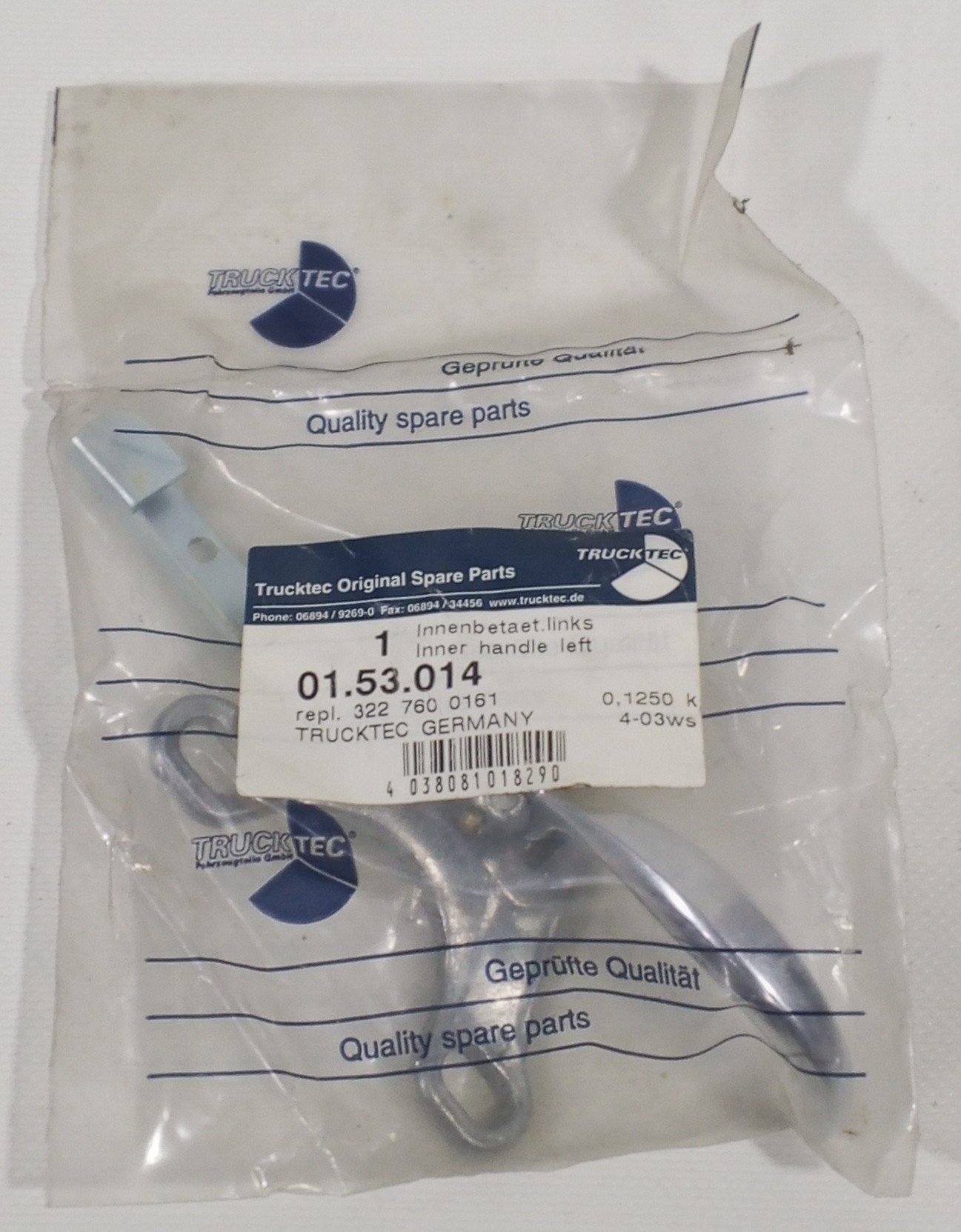 A 322 760 01 61 Trucktec 01.53.014 Inner Door Handle Left Mercedes-Benz