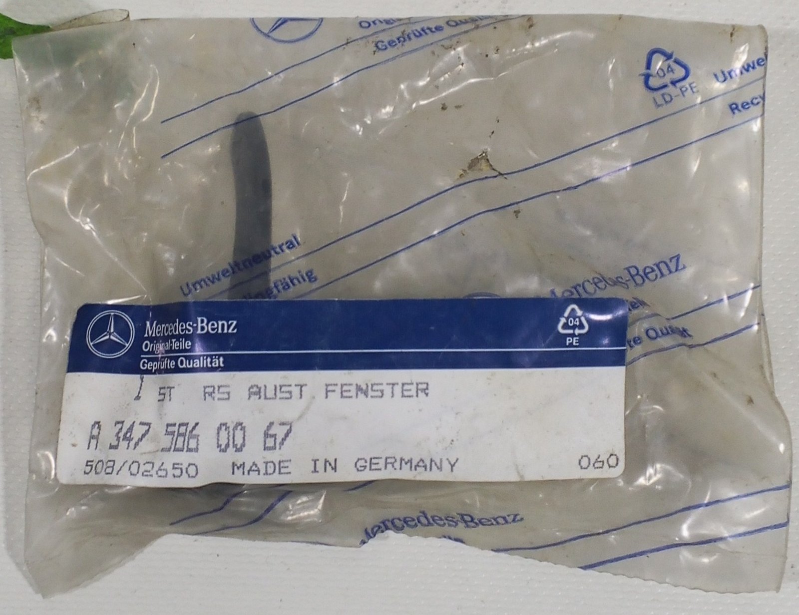 A 347 586 00 67 Window Regulator Mercedes-Benz Genuine Right Side Power Window Mechanism