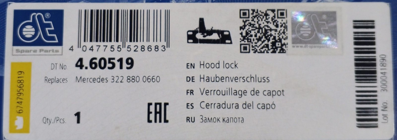 A 322 880 06 60 DT spare parts 4.60519 Hood Lock Mercedes-Benz Truck - Image 5