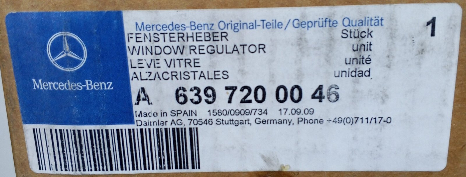 A 639 720 00 46 Mercedes Window Regulator Genuine OEM - Image 5