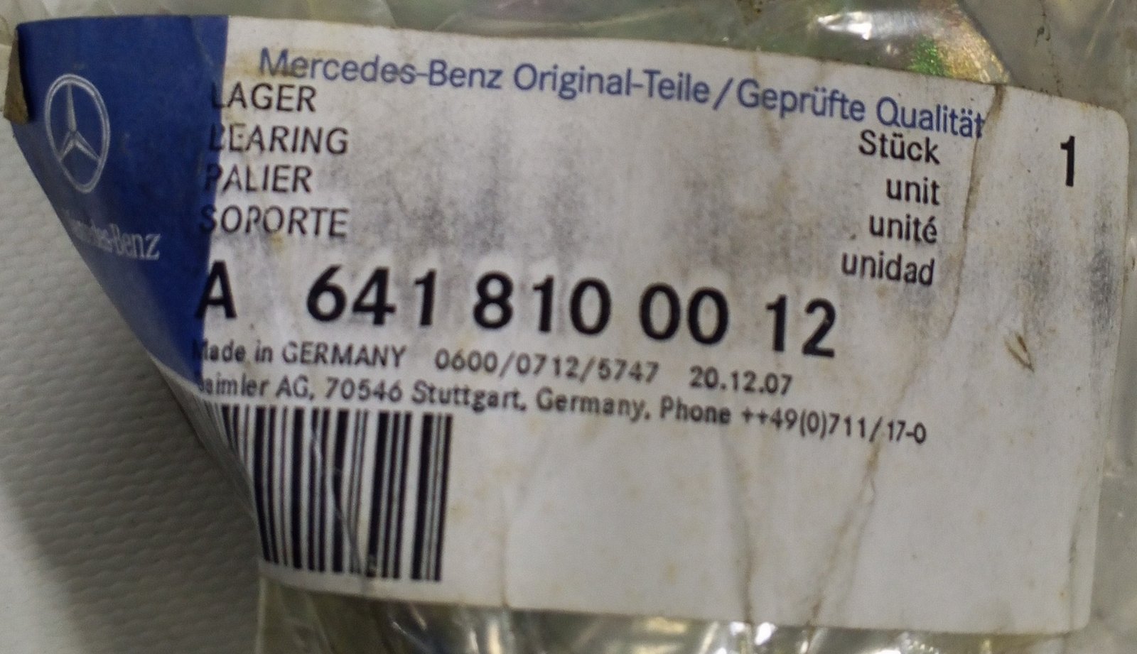 A 641 810 00 12 Mercedes-Benz Bearing Support Genuine OEM Mounting - Image 5