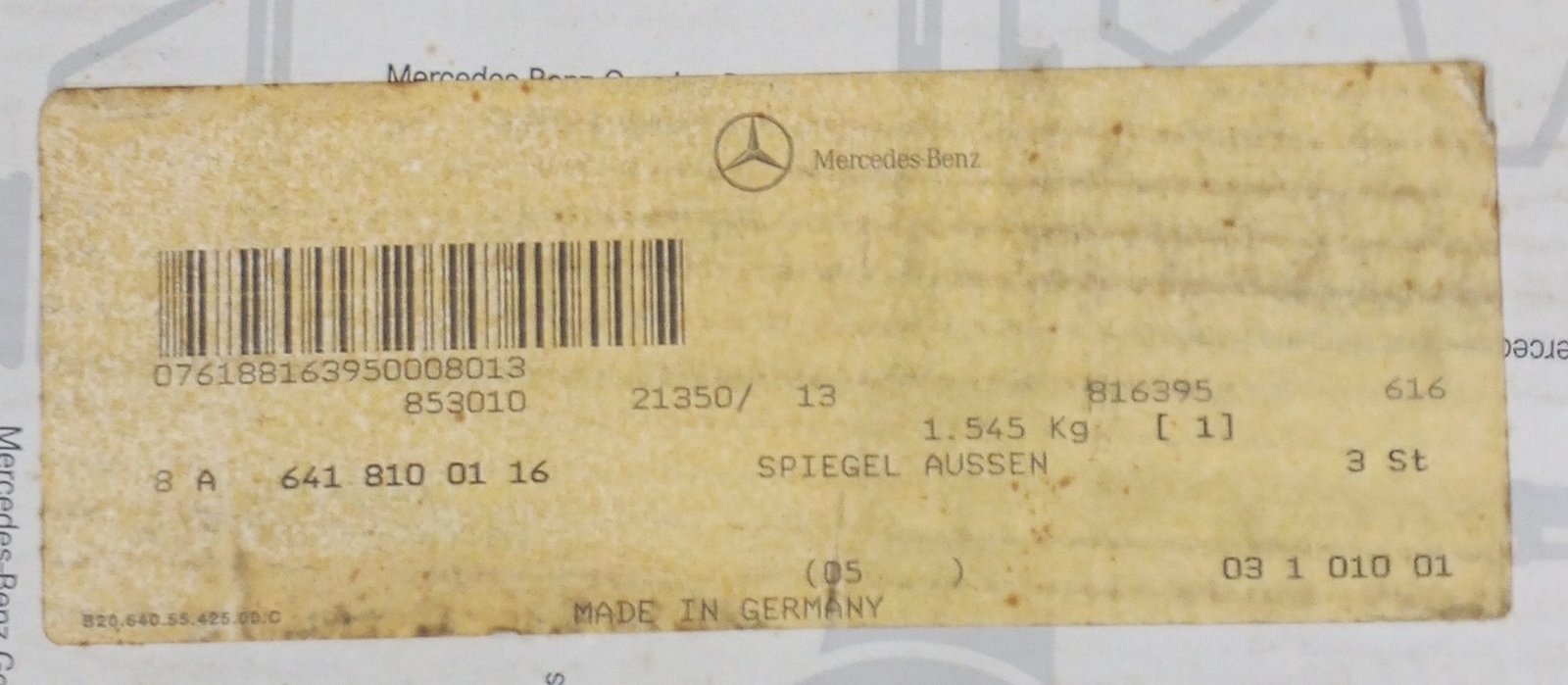 A 641 810 01 16 Mercedes-Benz Exterior Mirror Genuine OEM - Image 4