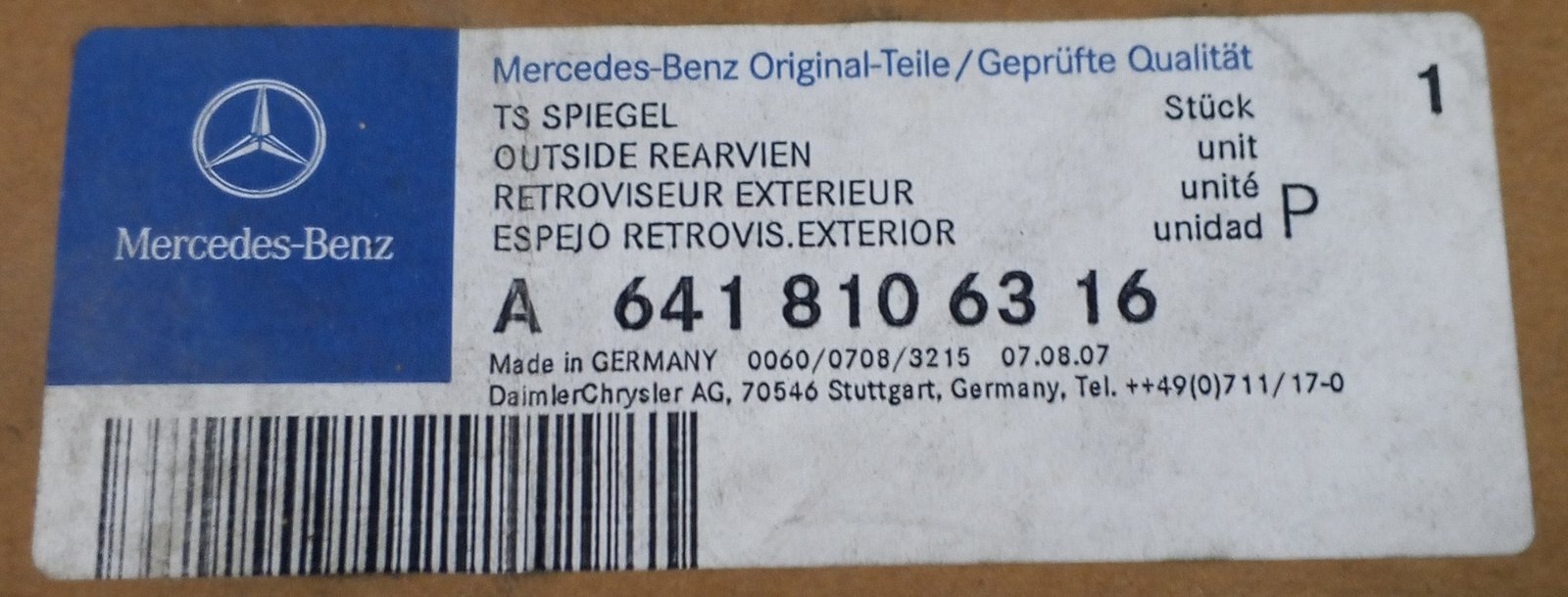 A 641 810 63 16 Mercedes-Benz Exterior Rear View Mirror Genuine OEM - Image 5