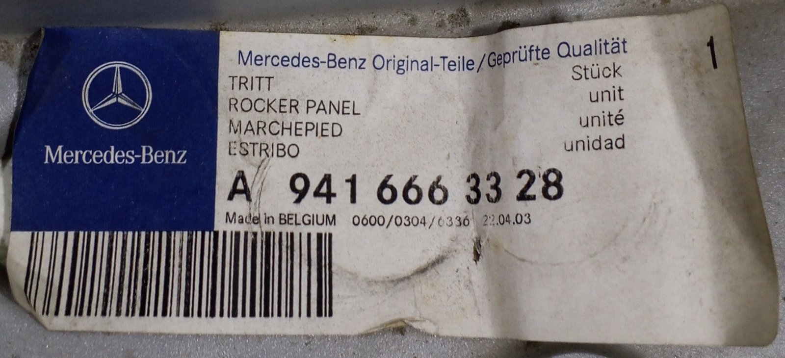 A 941 666 33 28 Mercedes-Benz Rocker Panel Genuine OEM - Image 3
