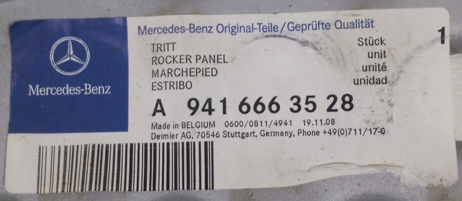 A 941 666 35 28 Mercedes-Benz Rocker Panel Step Genuine OEM - Image 3