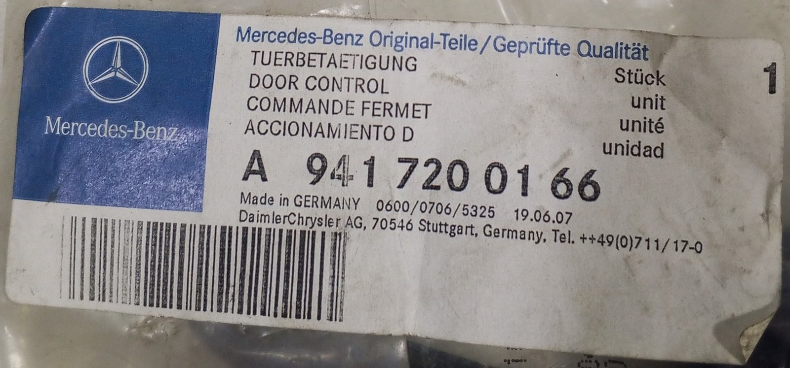 A 941 720 01 66 Mercedes Door Control OEM - Image 6