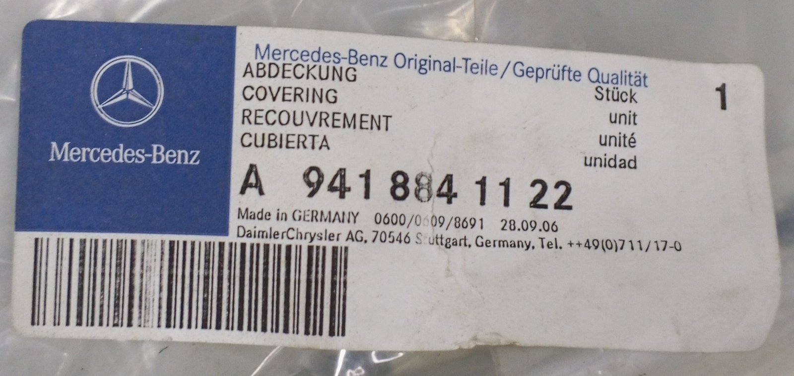 A 941 884 11 22 Mercedes Cover Genuine OEM Body Trim Part - Image 4