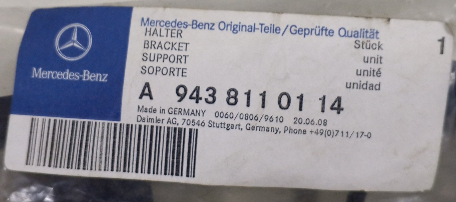 A 943 811 01 14 Mercedes-Benz Bracket Support Genuine OEM Mounting Holder - Image 4