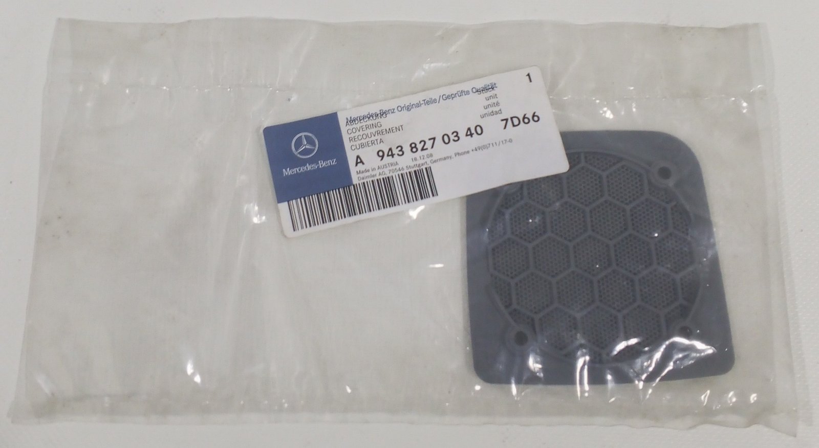 A 943 827 03 40 Mercedes-Benz Cover Genuine OEM Truck Covering