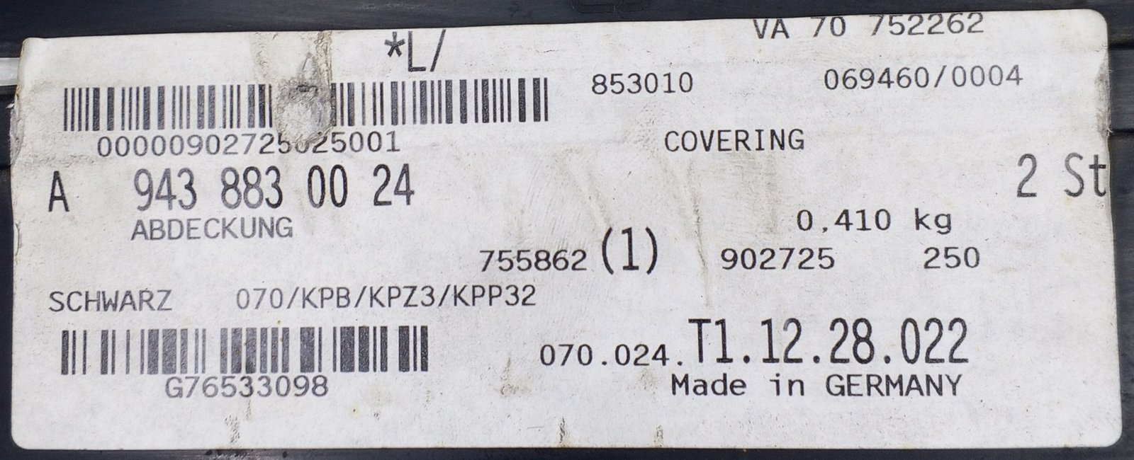 A 943 883 00 24 Mercedes Cover Genuine OEM Exterior Body Panel - Image 4