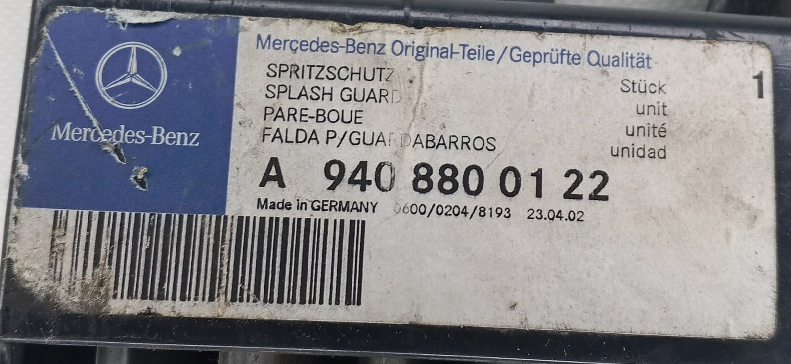 A 940 880 01 22 Mercedes Splash Guard Genuine OEM - Image 3