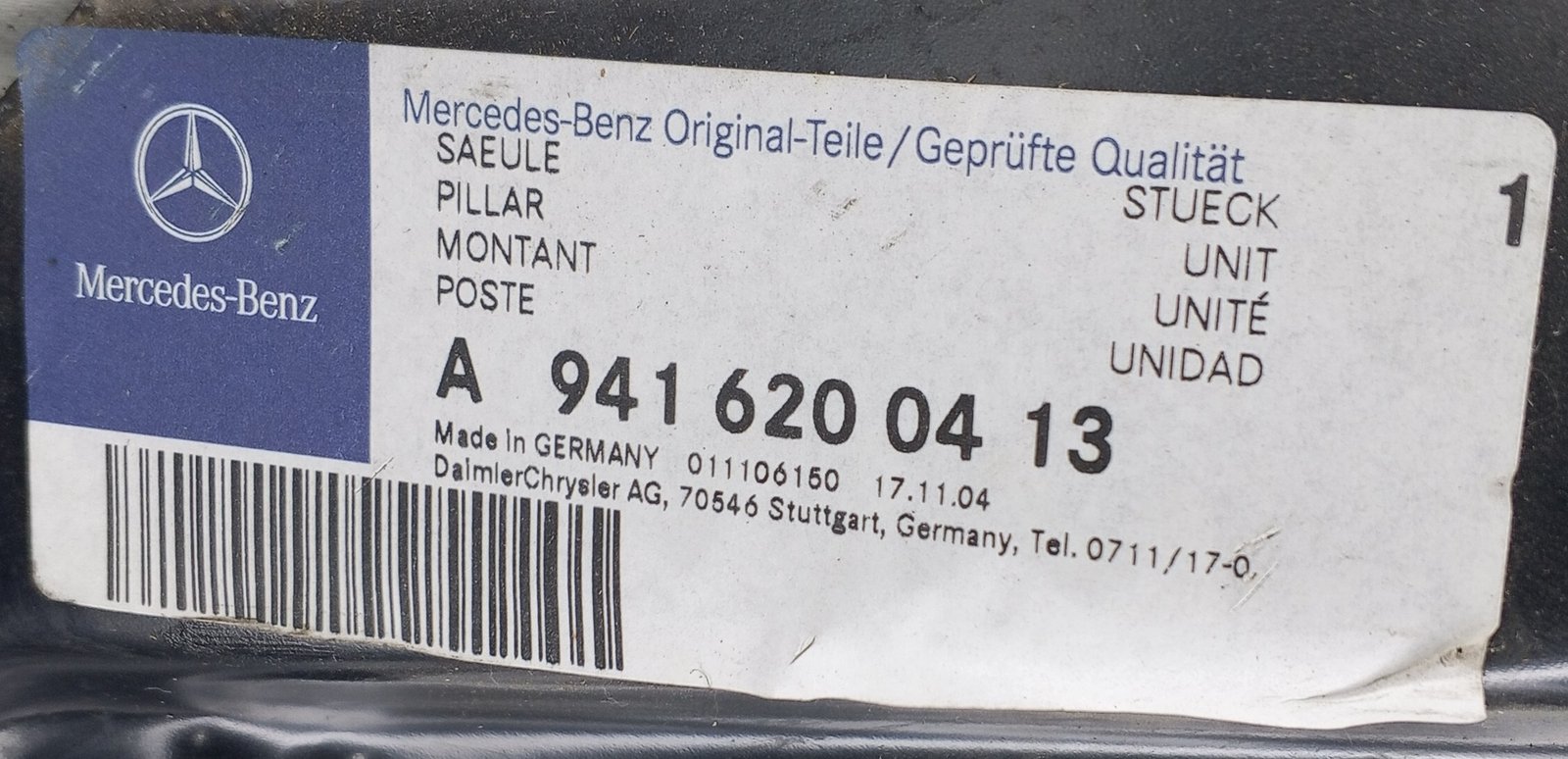 A 941 620 04 13 Mercedes Pillar Genuine OEM Body Panel - Image 3