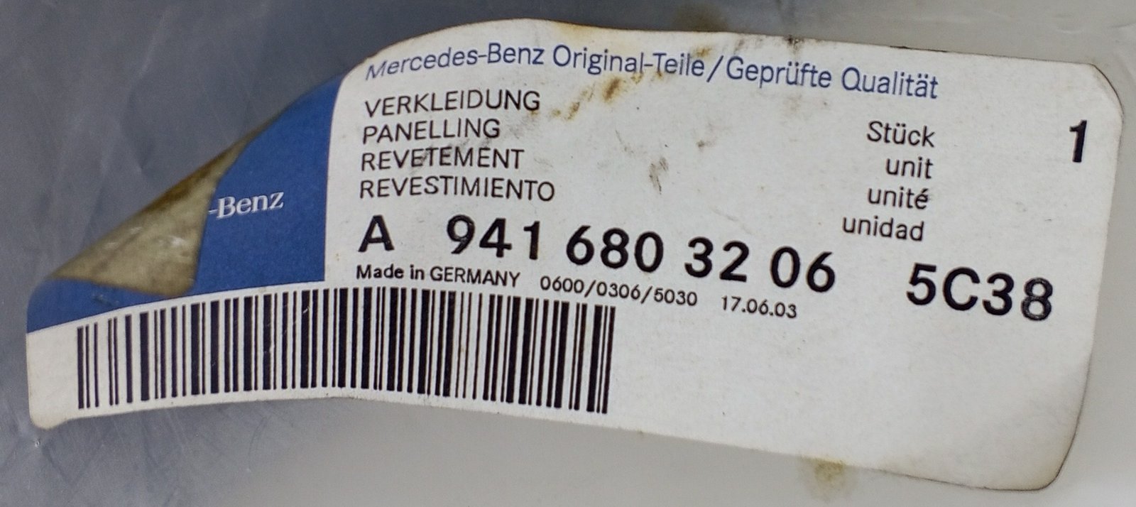 A 941 680 32 06 Mercedes Interior Panel Genuine OEM - Image 5