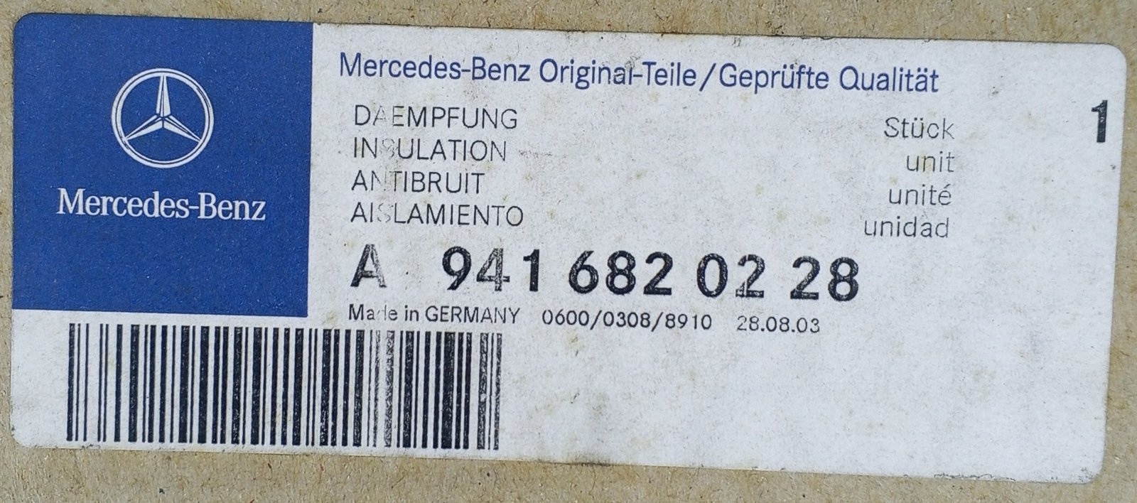 A 941 682 02 28 Mercedes Insulation Genuine OEM - Image 4