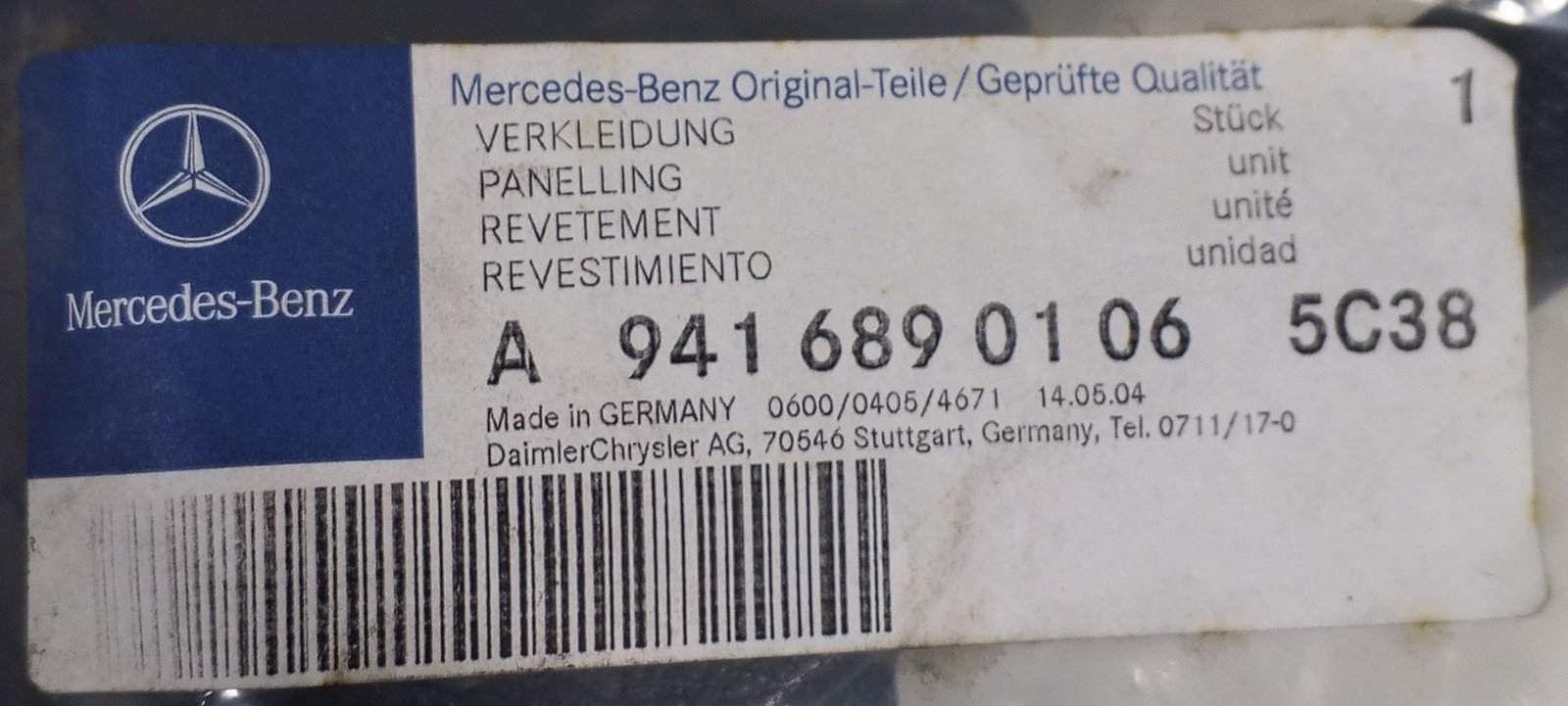 A 941 689 01 06 Mercedes Panel Trim Genuine OEM Verkleidung Cover - Image 6