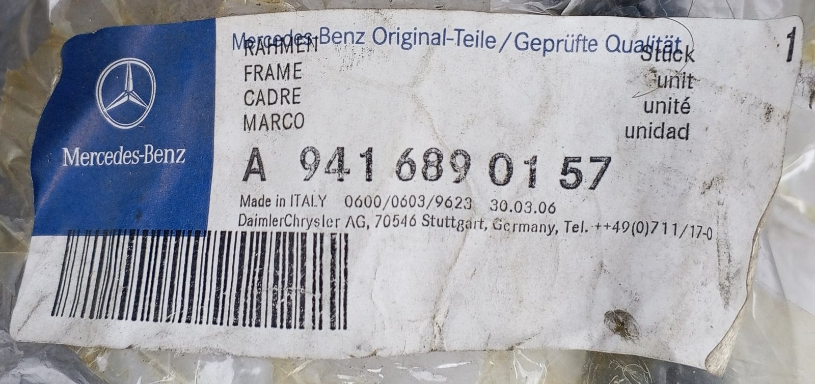 A 941 689 01 57 Mercedes Frame Genuine OEM - Image 5