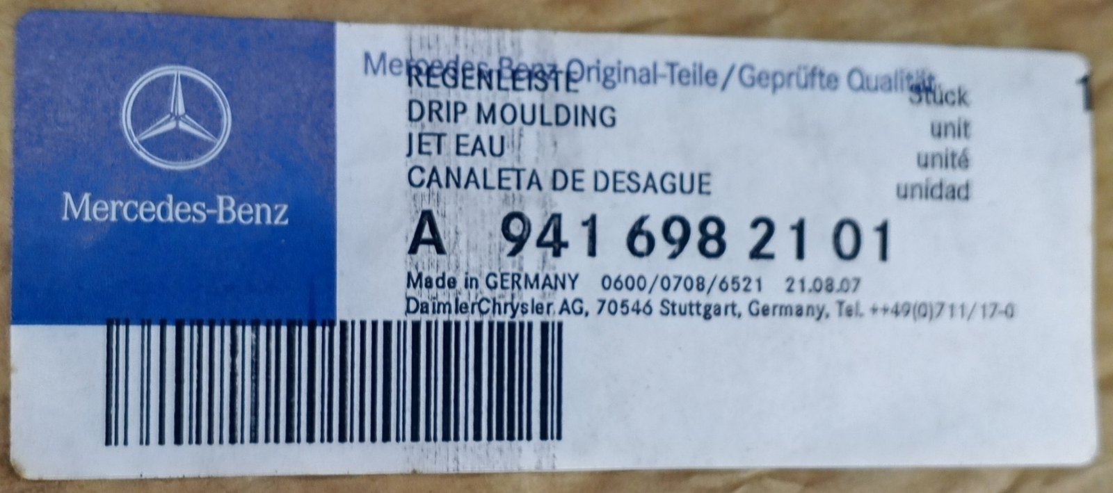 A 941 698 21 01 Mercedes Drip Moulding Genuine OEM - Image 5