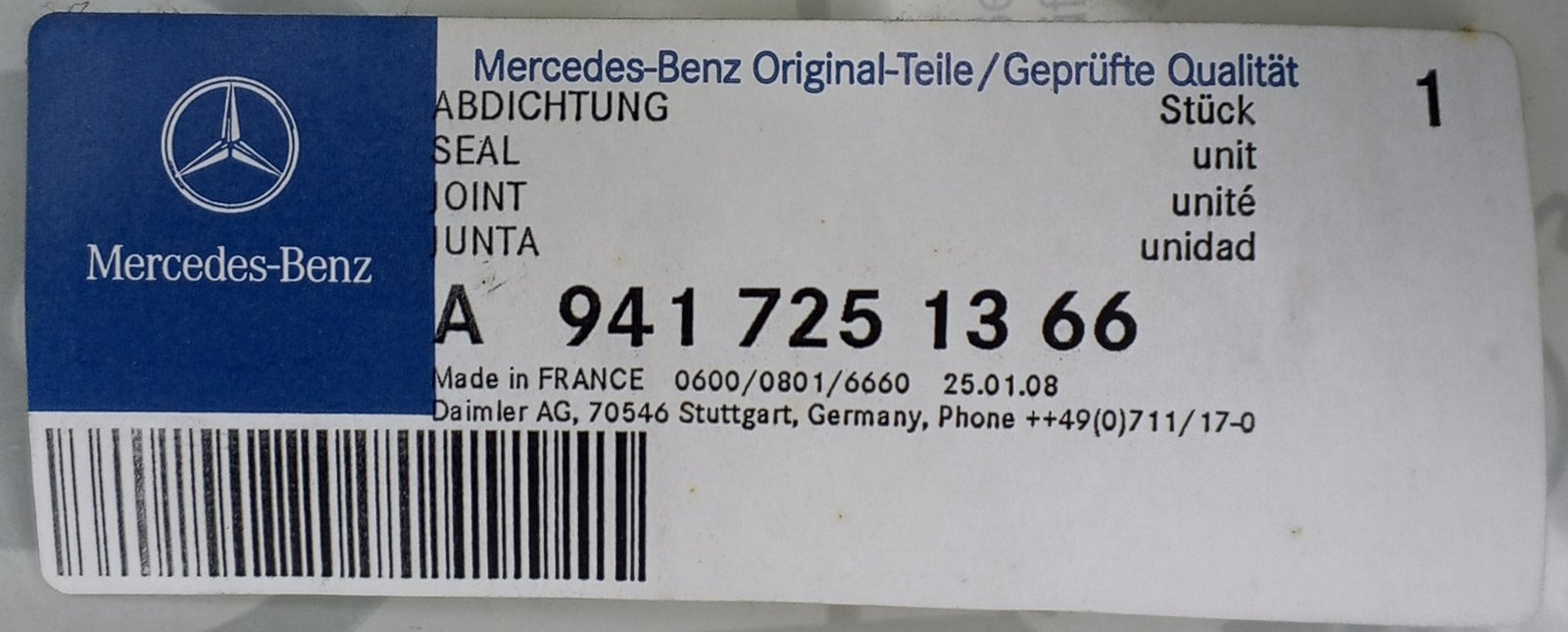 A 941 725 13 66 Mercedes Seal Genuine OEM - Image 4