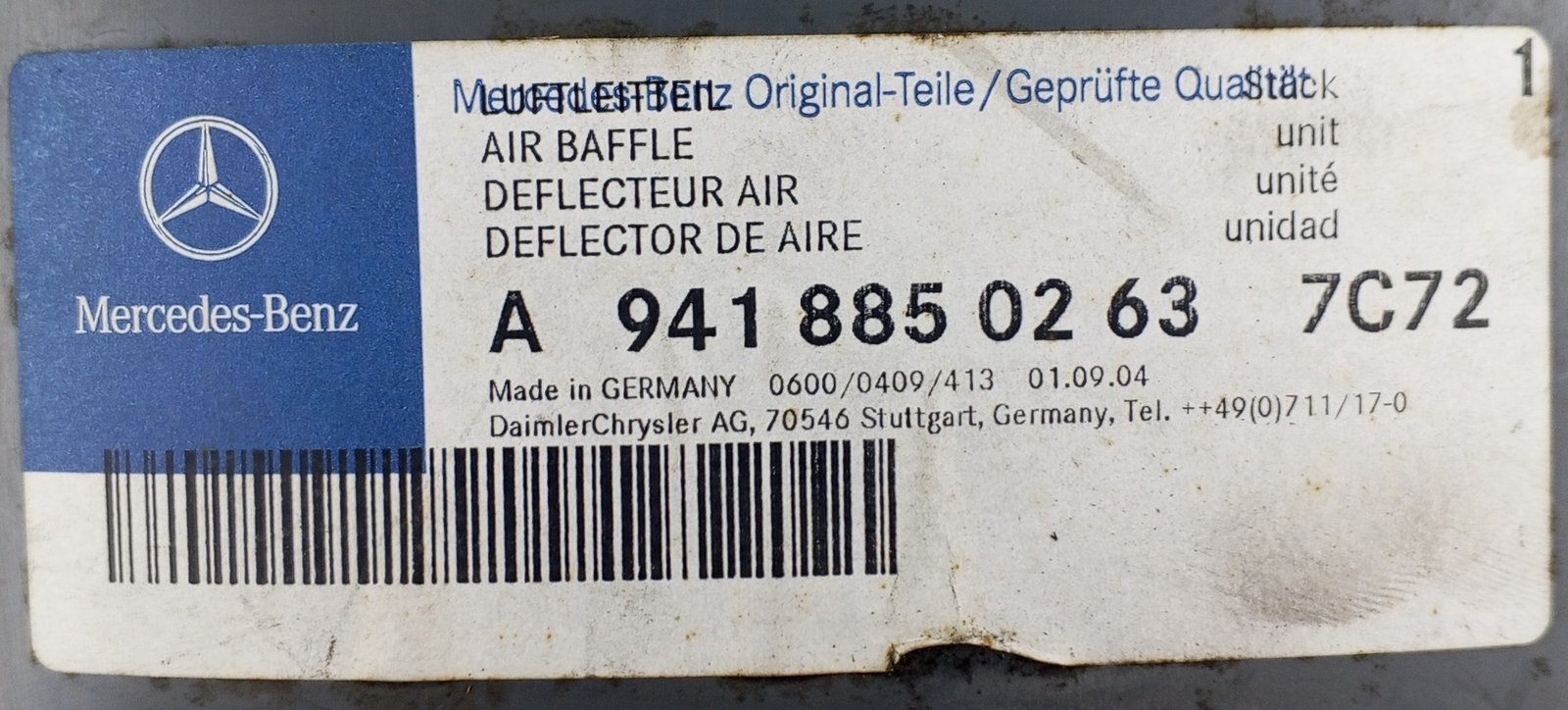 A 941 885 02 63 Mercedes Air Baffle Genuine OEM - Image 4
