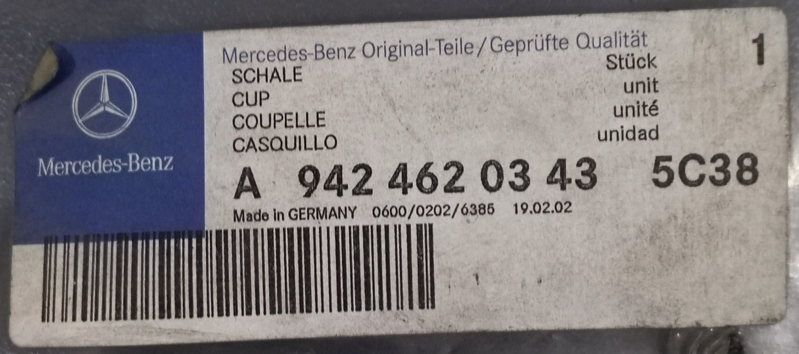 A 942 462 03 43 Mercedes Cup Cover Genuine OEM Schale Housing - Image 5