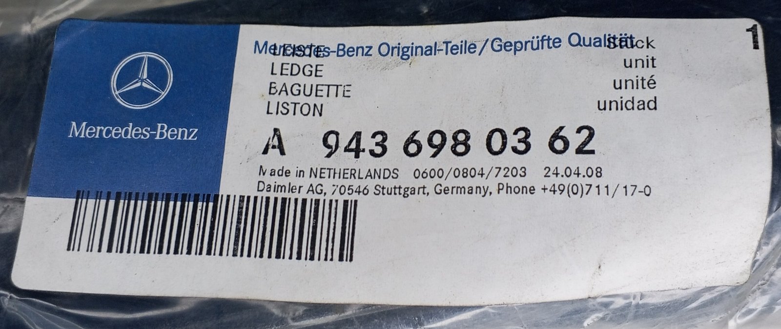 A 943 698 03 62 Mercedes Trim Moulding Genuine OEM - Image 5