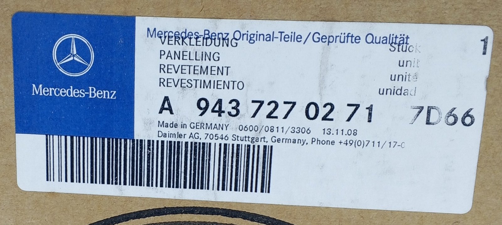 A 943 727 02 71 Mercedes Panelling Genuine OEM - Image 5