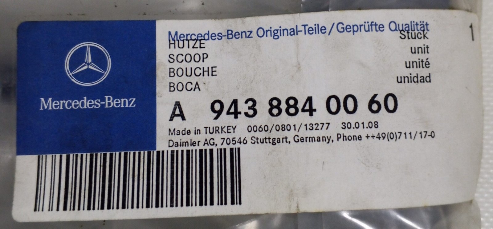 A 943 884 00 60 Mercedes Nozzle Scoop Genuine OEM Air Intake Cover - Image 5