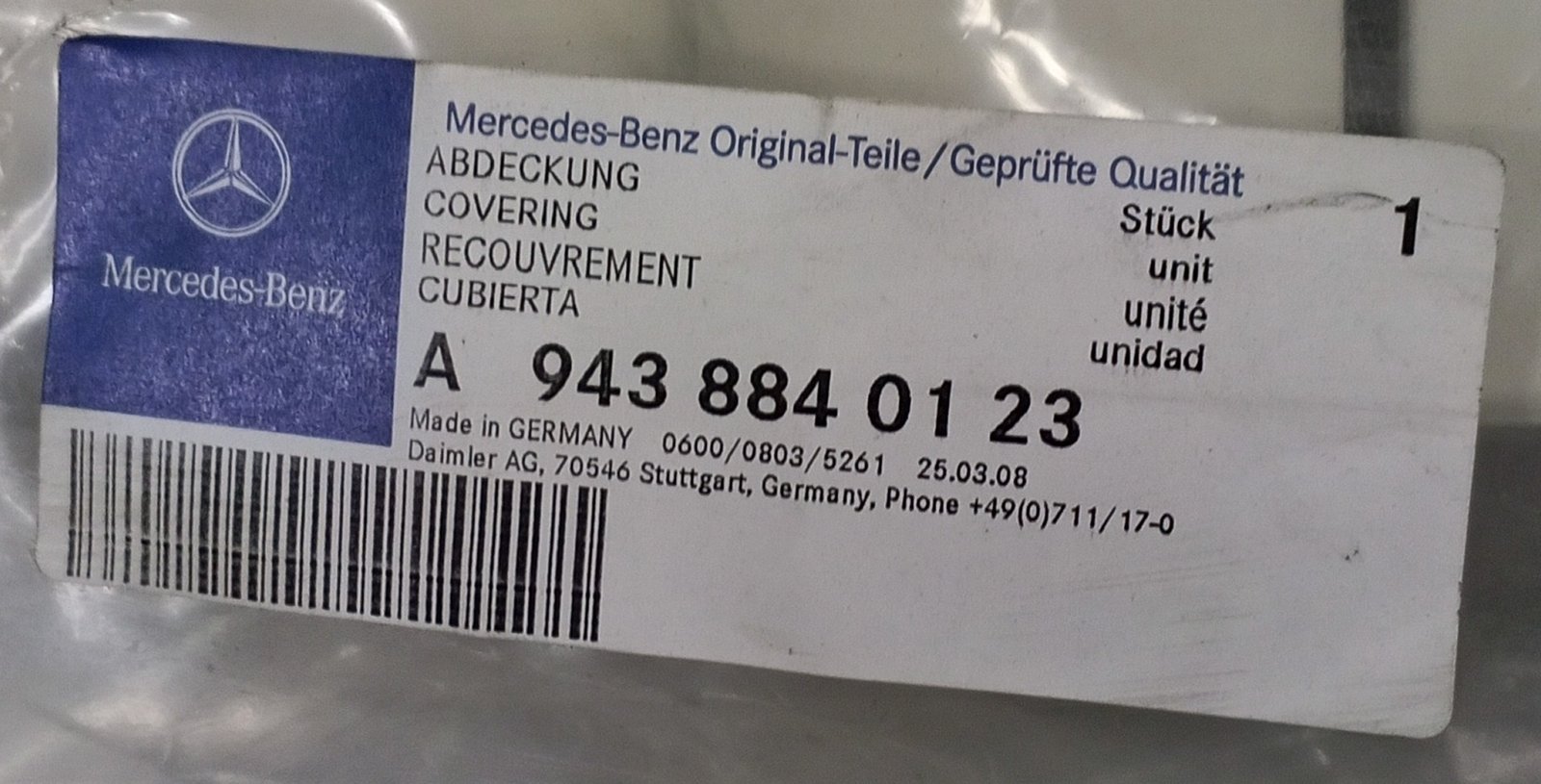 A 943 884 01 23 Mercedes Cover Panel Genuine OEM - Image 5
