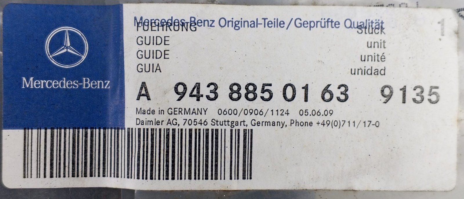 A 943 885 01 63 Mercedes Bumper Guide Genuine OEM - Image 5