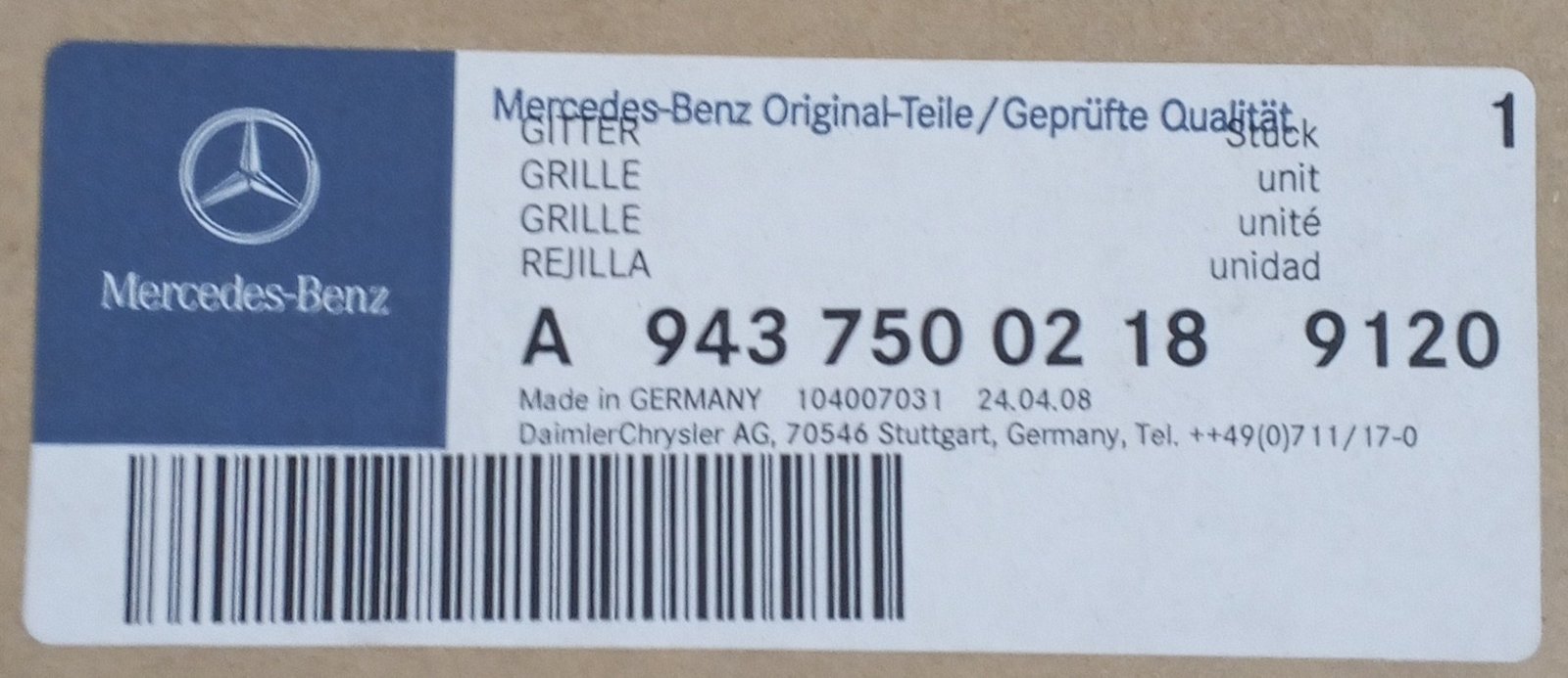 A9437500218 Mercedes Grille Genuine OEM - Image 4