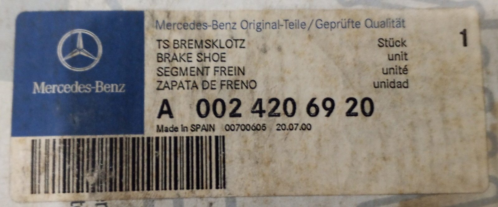 A0024206920 Mercedes-Benz Brake Pad Set, Disc Brake - Image 3