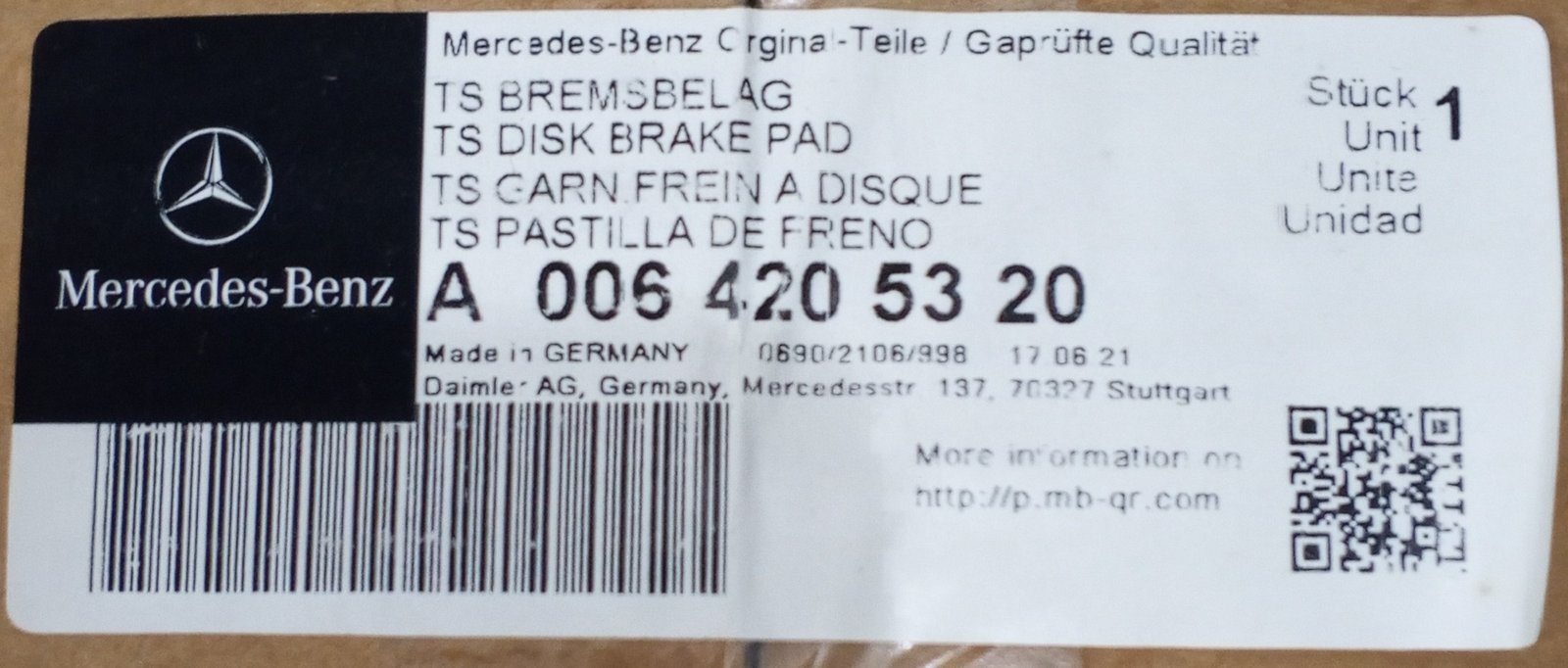 A0064205320 MERCEDES-BENZ COPY A DISC BRAKE, BRAKE PAD SET - Image 3