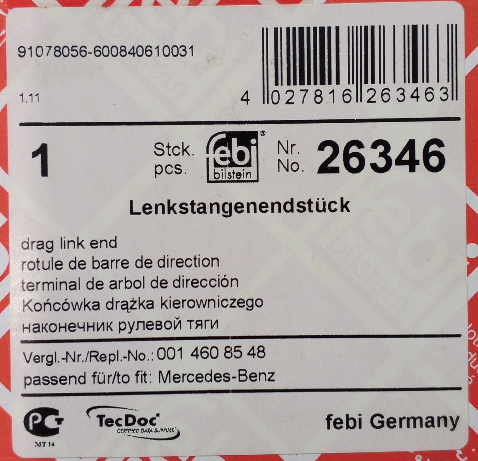 26346 Febi Tie Rod End From Mercedes - Image 3