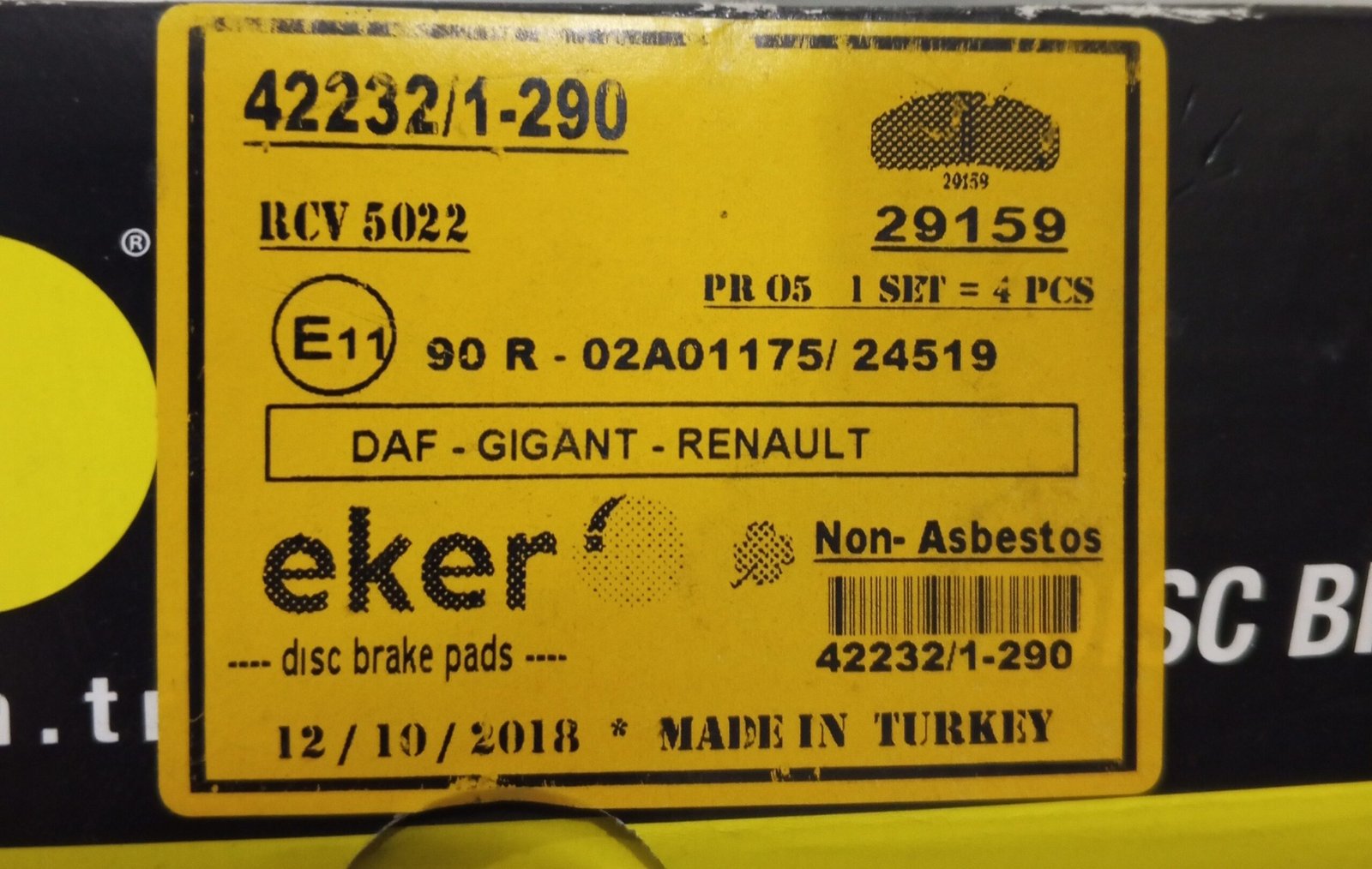 42232/1-290 EKER Brake Pad Set, Disc Brake - Image 3