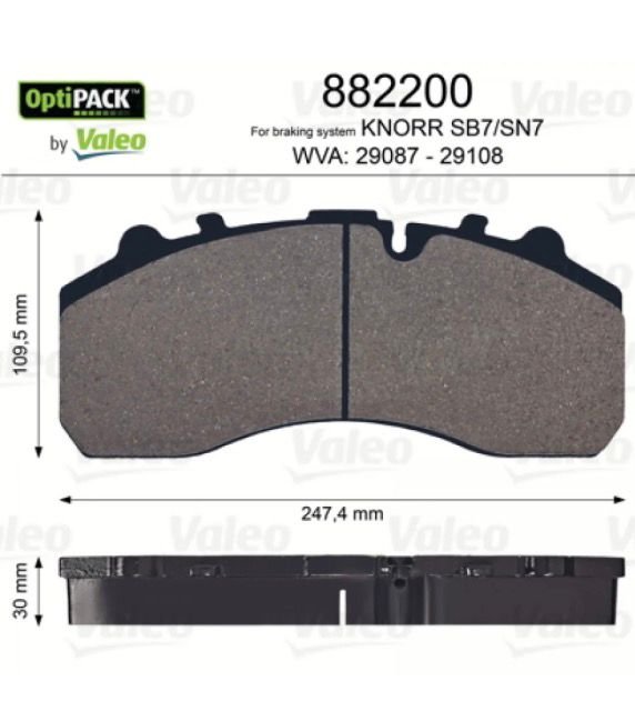 882200 Valeo Brake Pad Set, Disc Brake