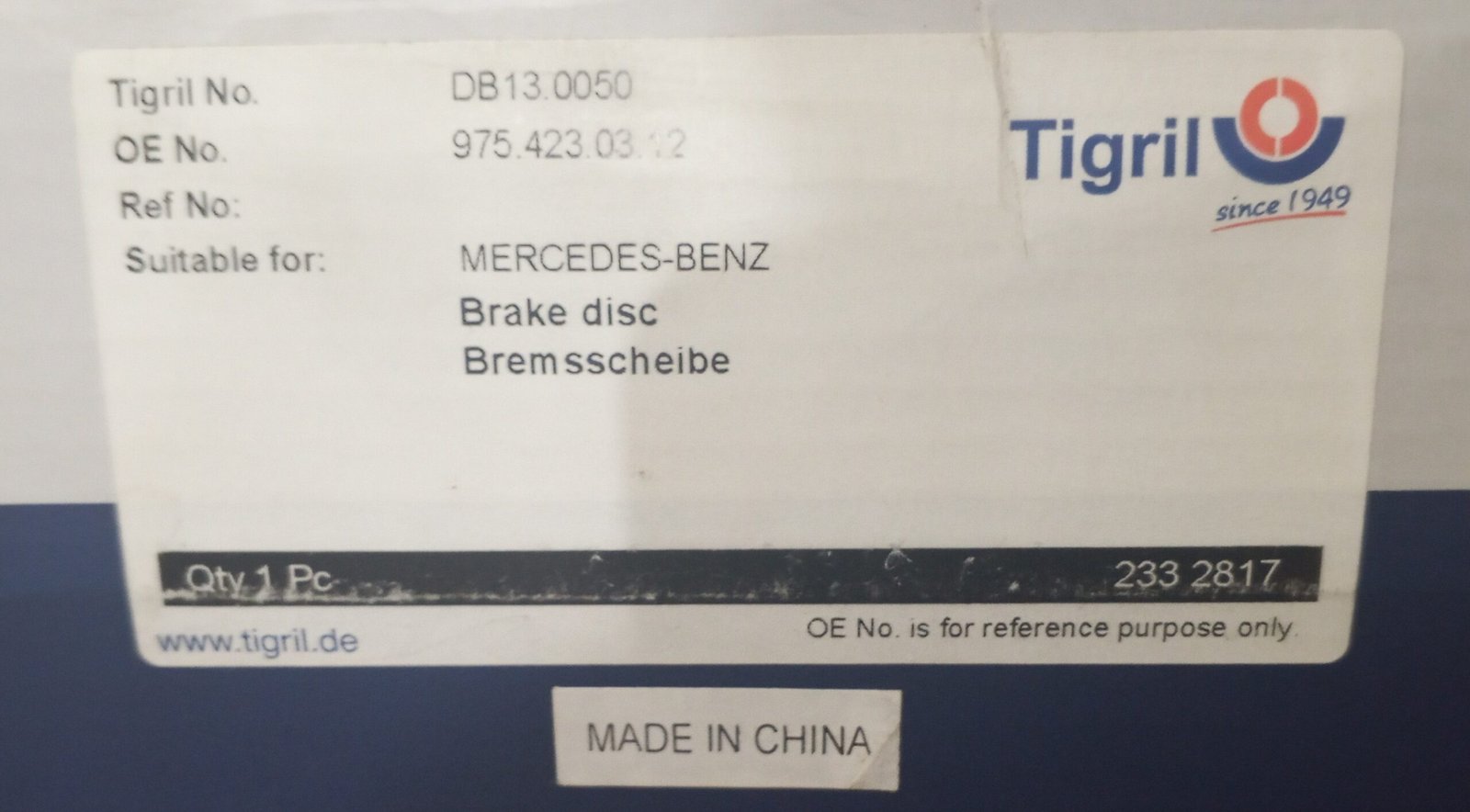 DB13.0050 TIGRIL Brake Disc From MERCEDES - Image 2