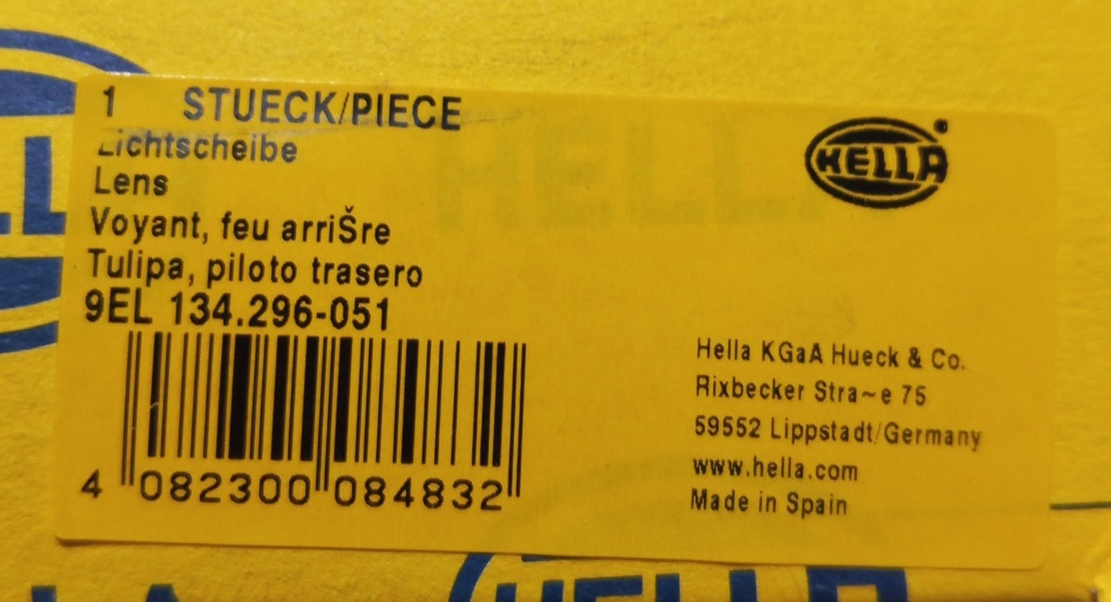 9EL134296-051 HELLA LENS, TAIL LIGHT - Image 3