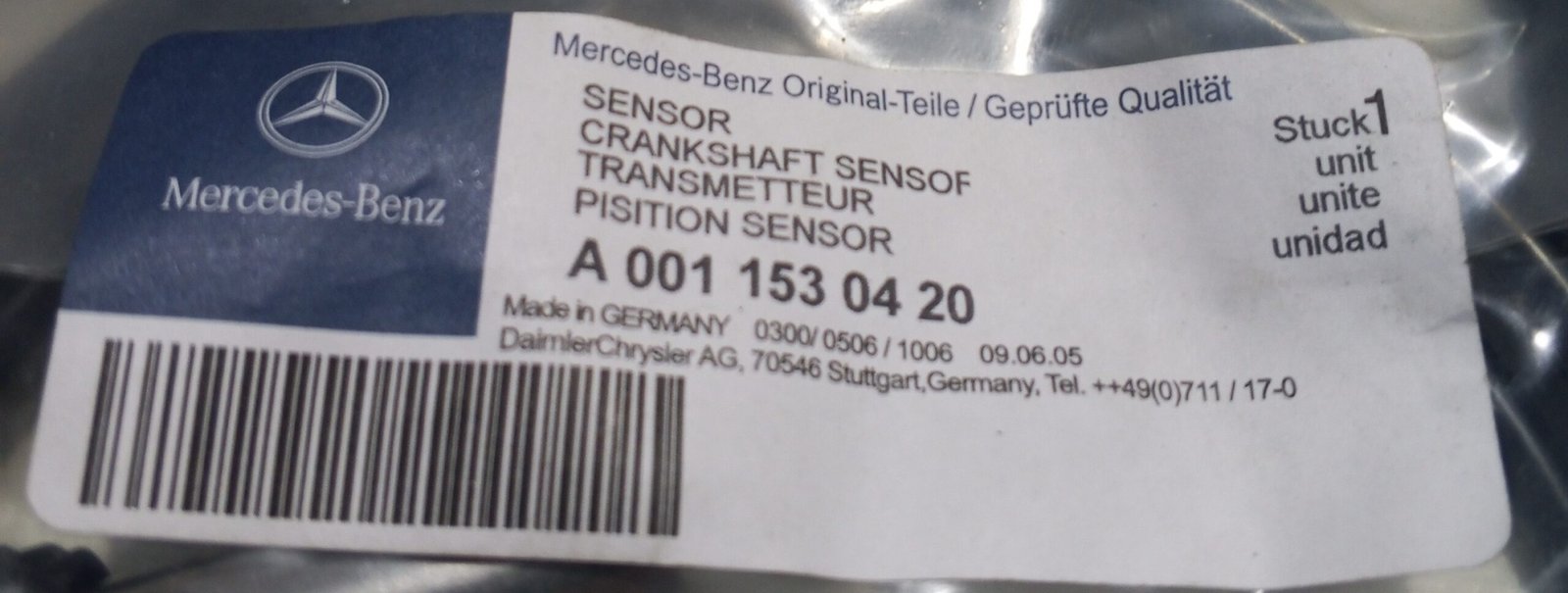 A0011530420 MERCEDES-BENZ SENSOR, ENGINE SPEED - Image 3