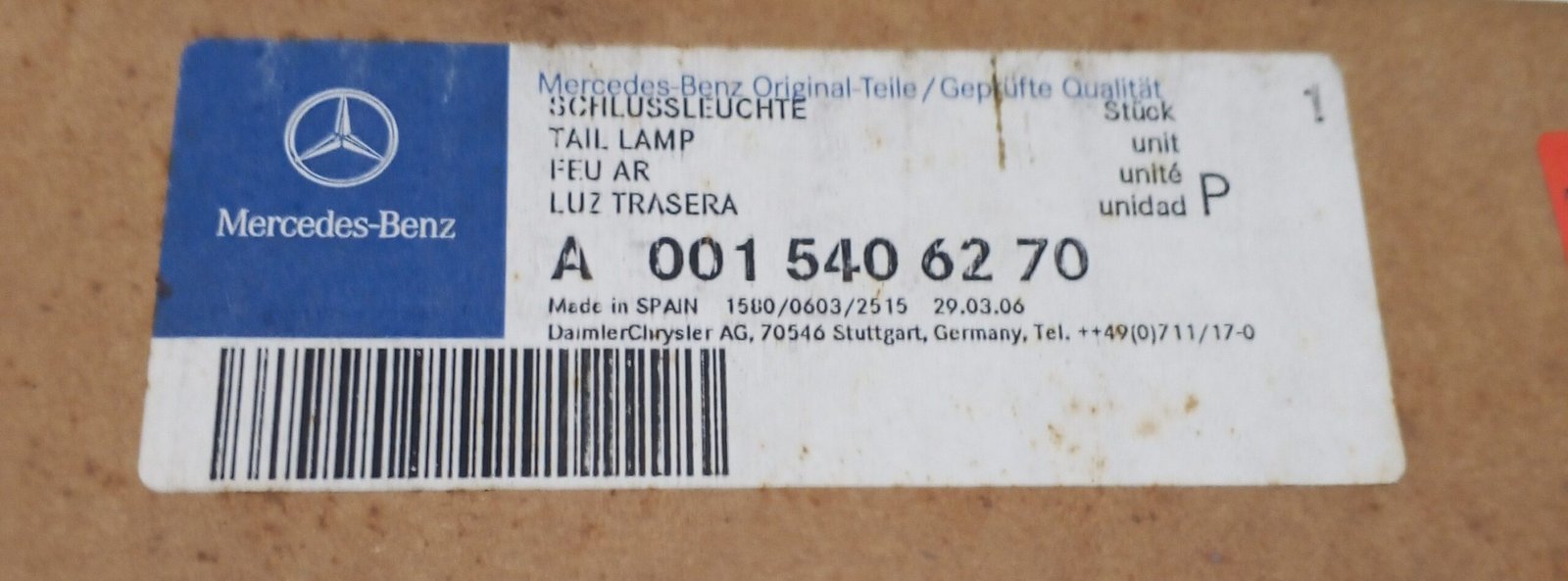 A0015406270 MERCEDES-BENZ TAIL LAMP LEFT FROM MERCEDES - Image 3