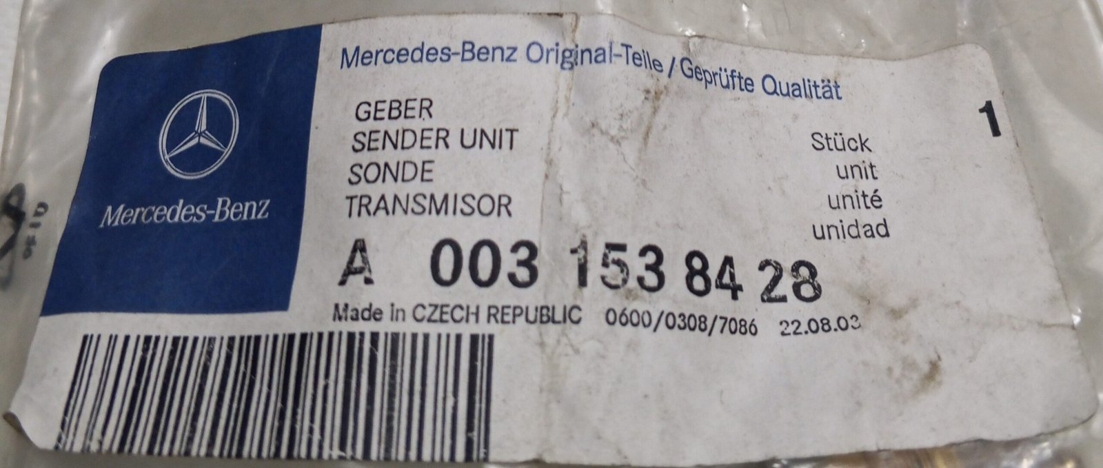 A0031538428 MERCEDES-BENZ TEMPERATURE SWITCH, RADIATOR FAN - Image 3