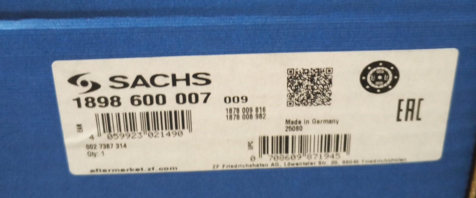 1898 600 007 SACHS CLUTCH PLATE SET - Image 2