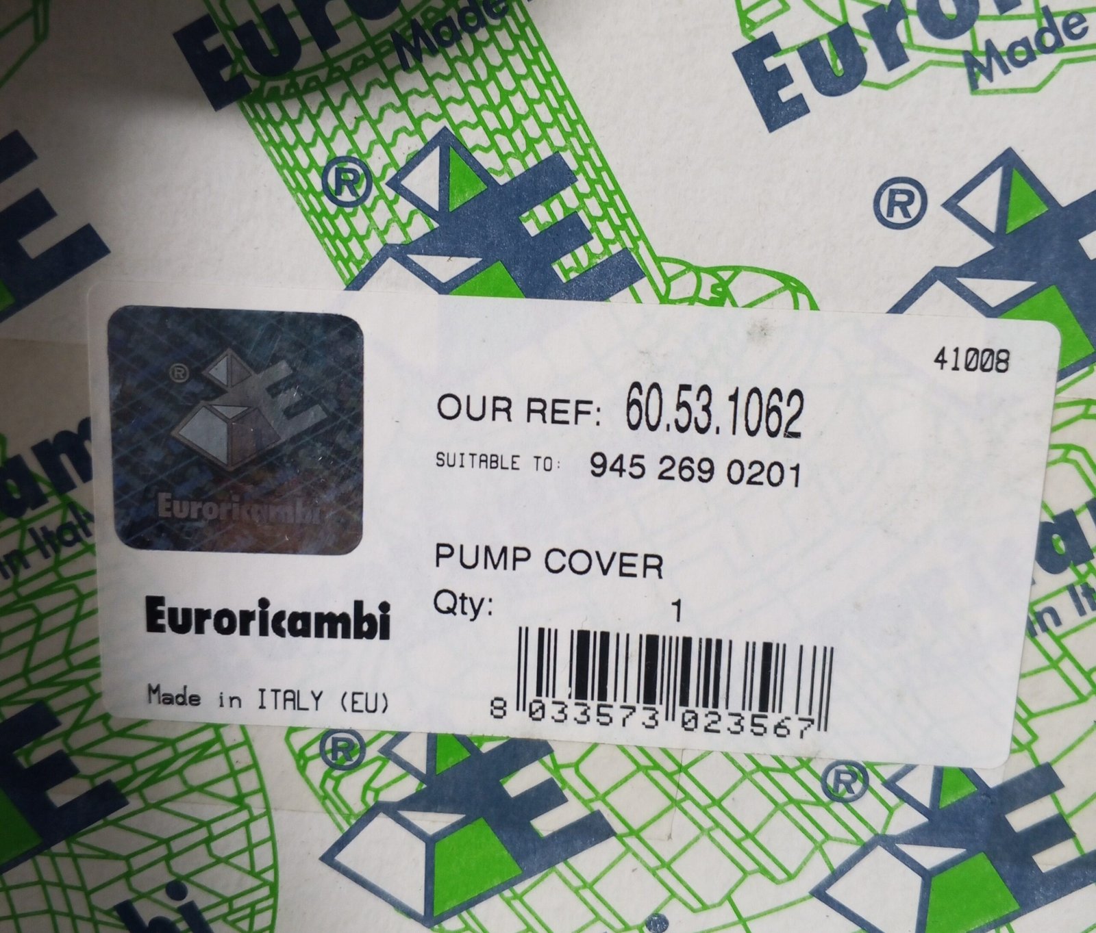 60.53.1062 EURORICAMBI PUMP COVER - Image 2