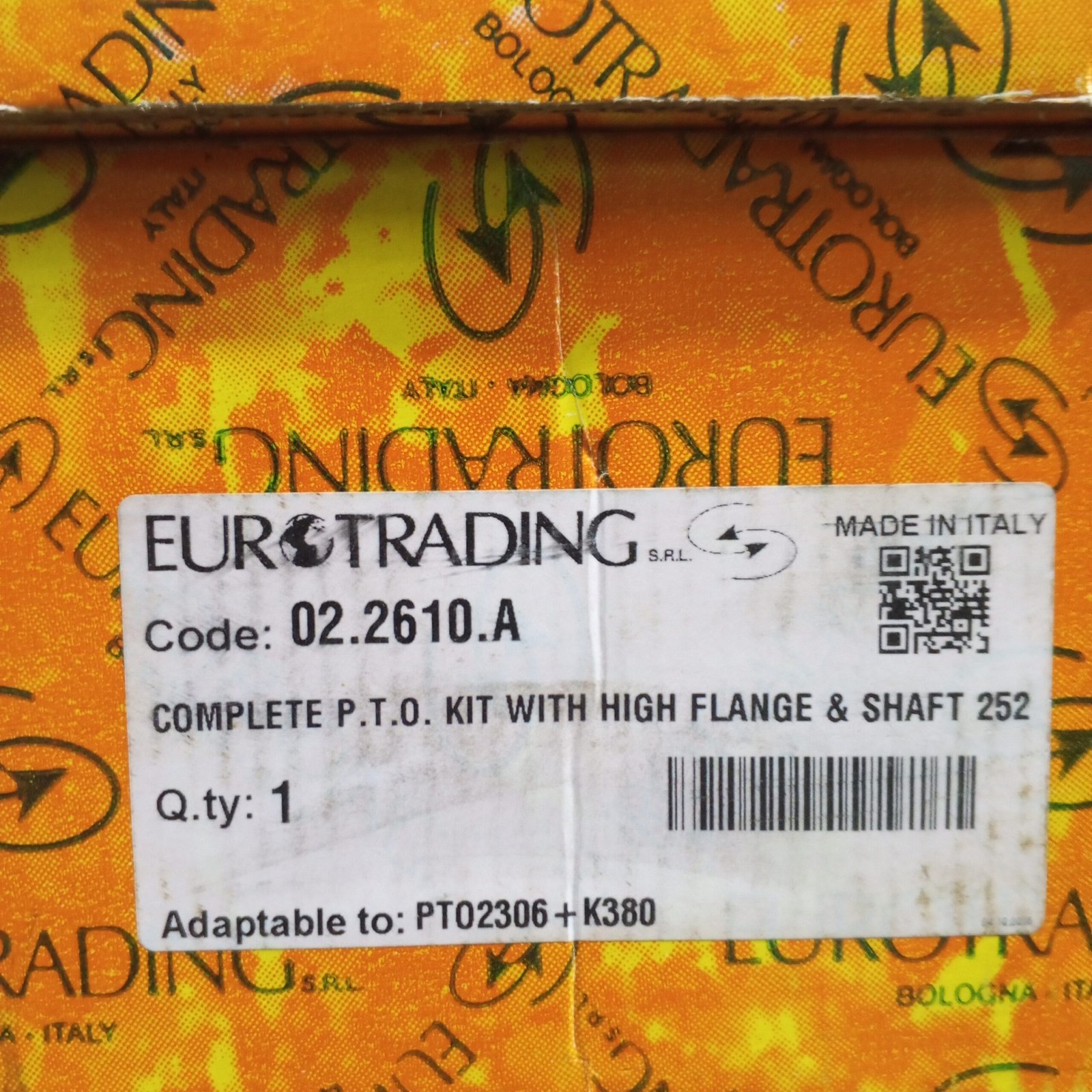 02.2610.A EUROTRADING COMPLETE P.T.O. KIT WITH HIGH FLANGE & SHAFT 252MM - Image 3
